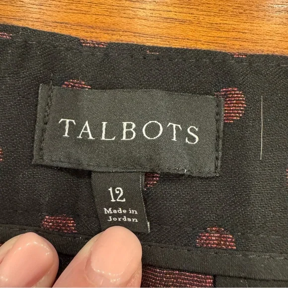 Talbots Kick Crop Pants in Holiday Dot Sz‎ 12 Black & Red Shimmering Polka Dots - Picture 8 of 16